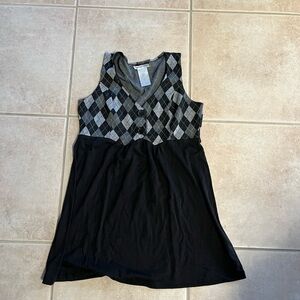 Elegant Black and Gray Argyle Women's Tunic